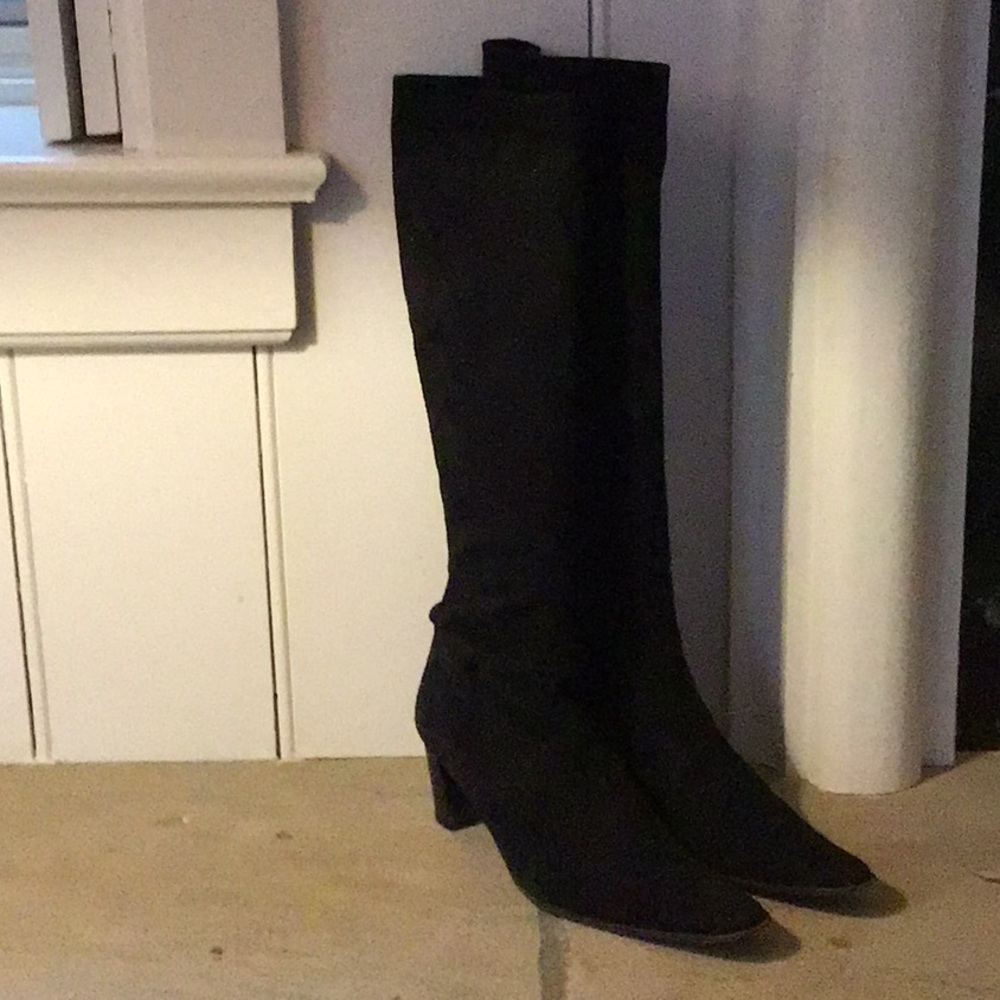 Robert Clergerie Paris Tall Stretch Suede Boots with Detachable Ankle Straps